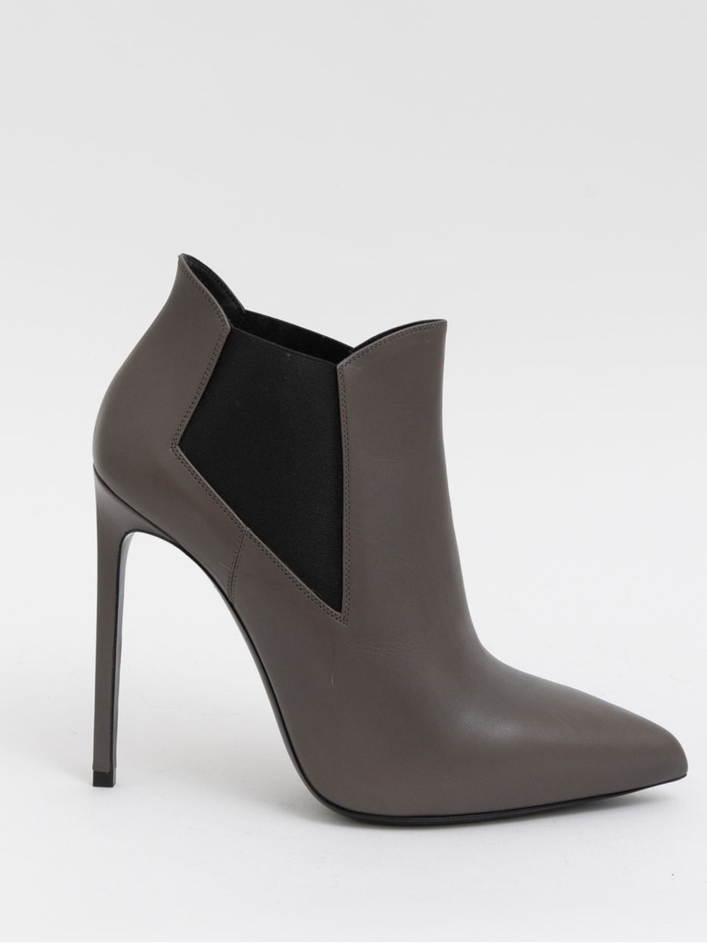 YSL Yves Saint Laurent grey Paris Chelsea Booties leather
